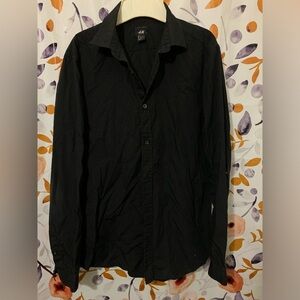🔥5/$25 H&M Easy Iron Black Shirt Sz L
